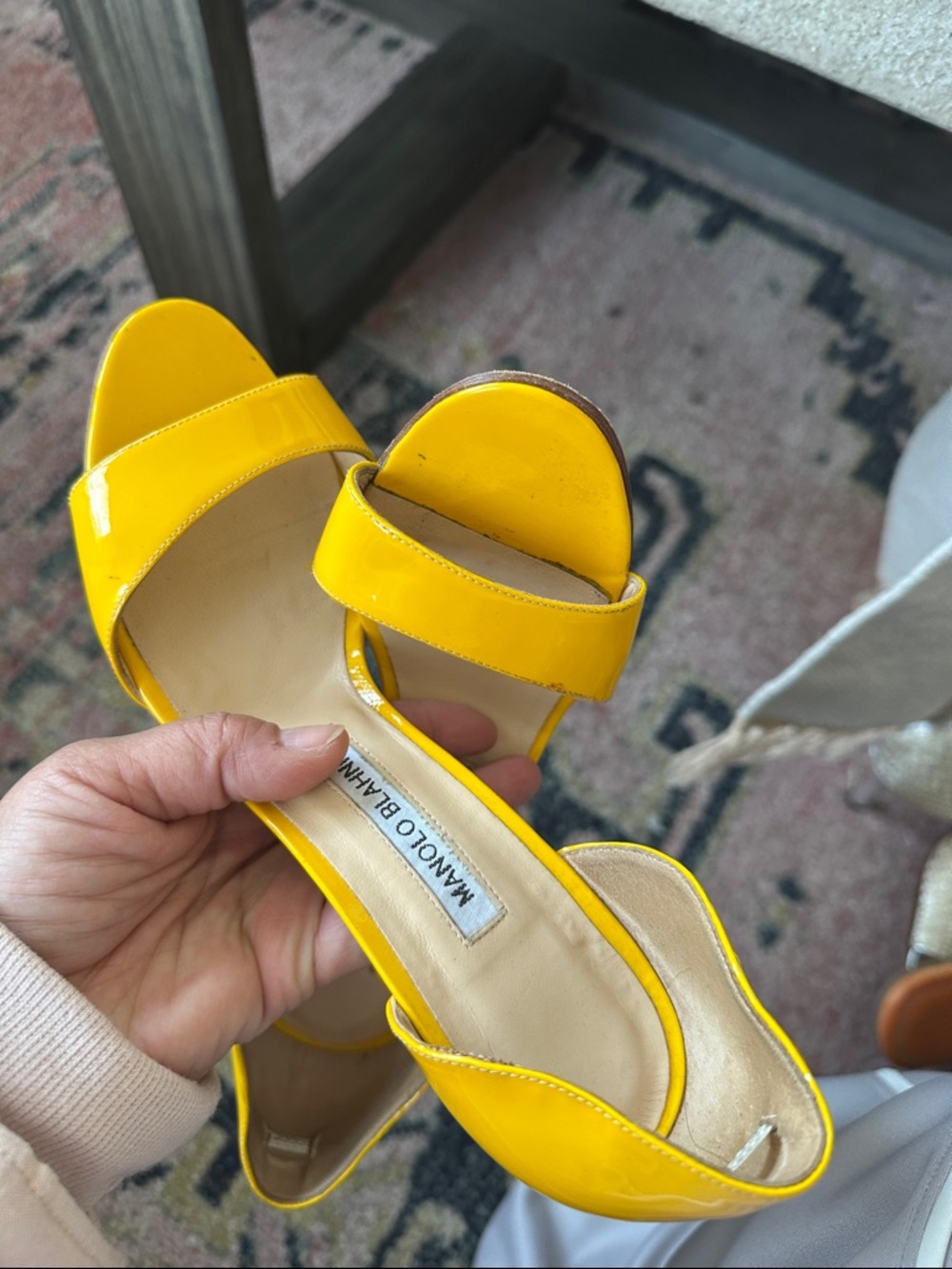 Manolo Blahnik Yellow Patent Leather D'Orsay Heels - Picture 5 of 5